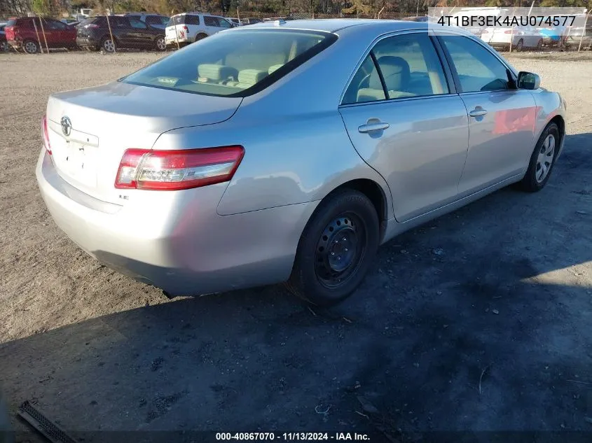 2010 Toyota Camry Le VIN: 4T1BF3EK4AU074577 Lot: 40867070