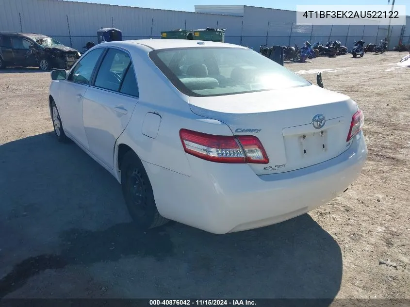 2010 Toyota Camry Le VIN: 4T1BF3EK2AU522122 Lot: 40876042