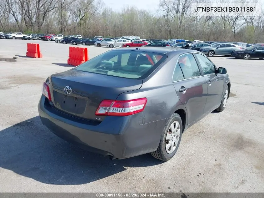 2011 Toyota Camry Le VIN: JTNBF3EK1B3011881 Lot: 39091155