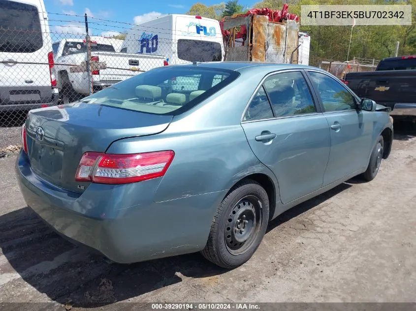 2011 Toyota Camry Le VIN: 4T1BF3EK5BU702342 Lot: 39290194