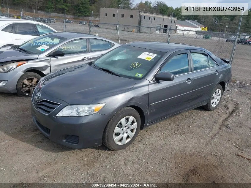 2011 Toyota Camry Le VIN: 4T1BF3EKXBU743954 Lot: 39298494