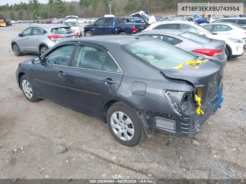 2011 Toyota Camry Le VIN: 4T1BF3EKXBU743954 Lot: 39298494