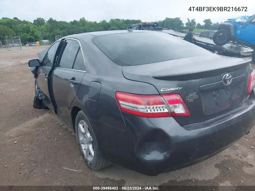 2011 Toyota Camry Le VIN: 4T4BF3EK9BR216672 Lot: 39498482