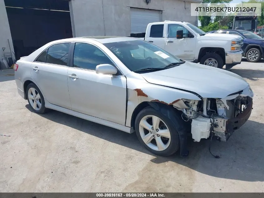 2011 Toyota Camry Se VIN: 4T1BF3EK7BU212047 Lot: 39516167