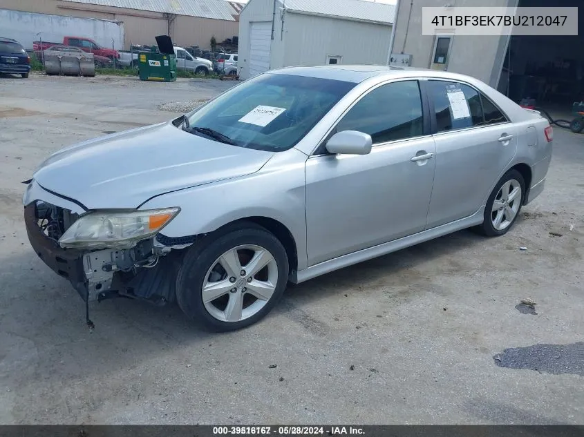 2011 Toyota Camry Se VIN: 4T1BF3EK7BU212047 Lot: 39516167