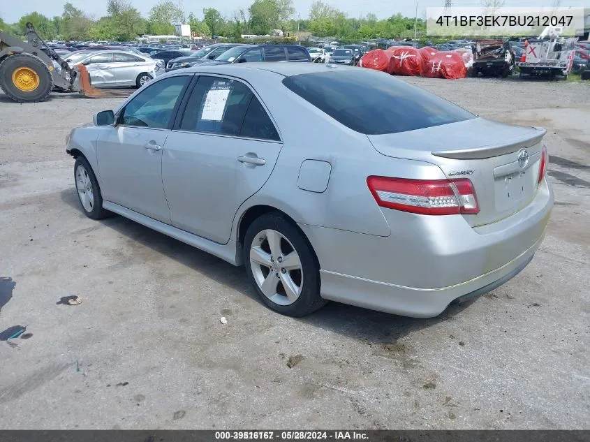 2011 Toyota Camry Se VIN: 4T1BF3EK7BU212047 Lot: 39516167