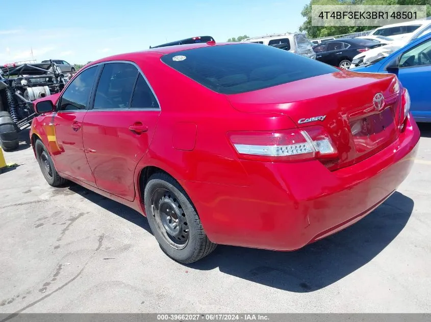 2011 Toyota Camry Le VIN: 4T4BF3EK3BR148501 Lot: 39662027