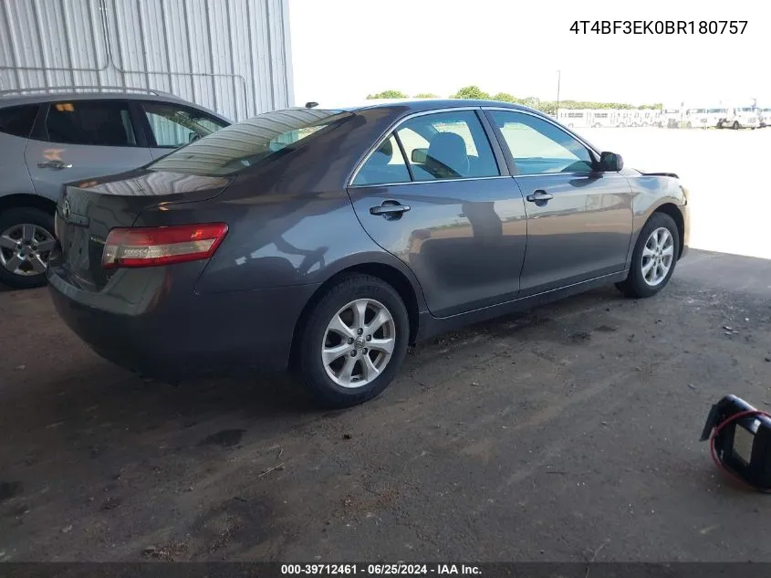 2011 Toyota Camry Le VIN: 4T4BF3EK0BR180757 Lot: 39712461