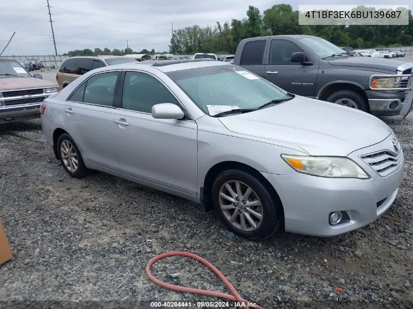 2011 Toyota Camry Xle VIN: 4T1BF3EK6BU139687 Lot: 40284441