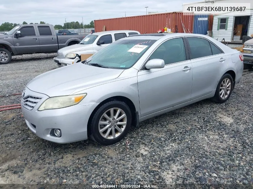 2011 Toyota Camry Xle VIN: 4T1BF3EK6BU139687 Lot: 40284441