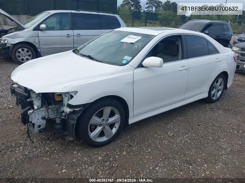 2011 Toyota Camry Se VIN: 4T1BF3EK4BU700632 Lot: 40393167