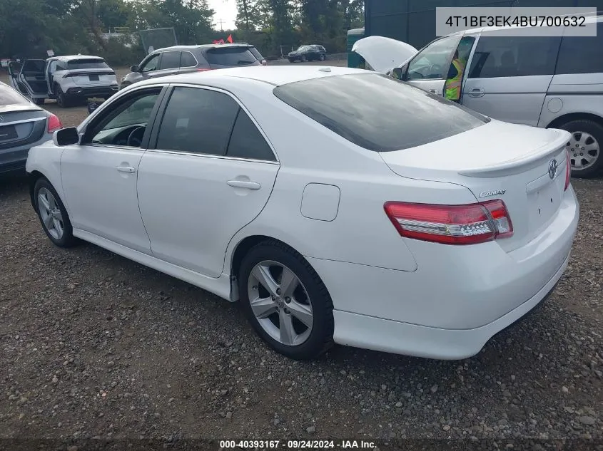 2011 Toyota Camry Se VIN: 4T1BF3EK4BU700632 Lot: 40393167