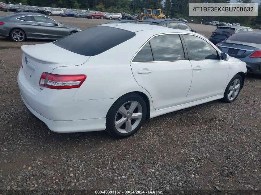 2011 Toyota Camry Se VIN: 4T1BF3EK4BU700632 Lot: 40393167