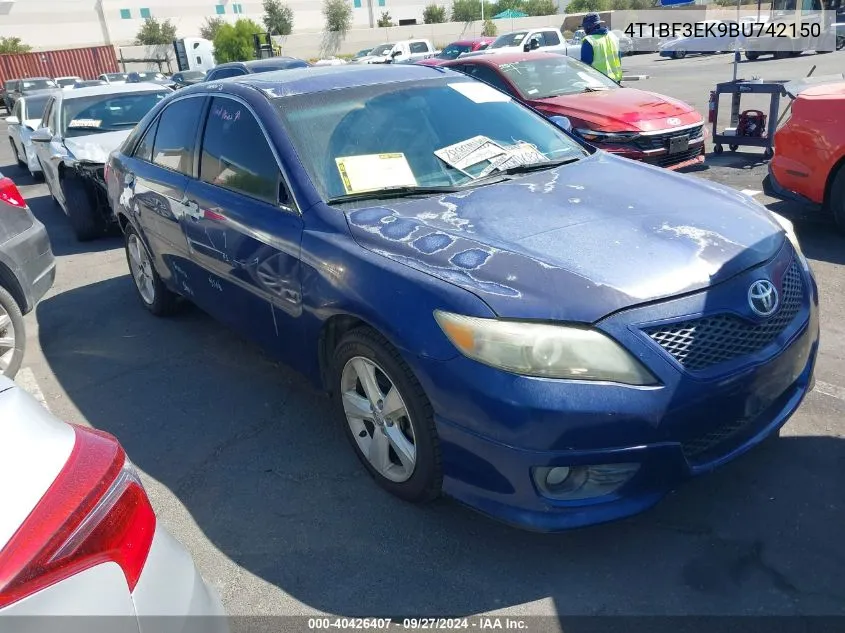 2011 Toyota Camry Se VIN: 4T1BF3EK9BU742150 Lot: 40426407