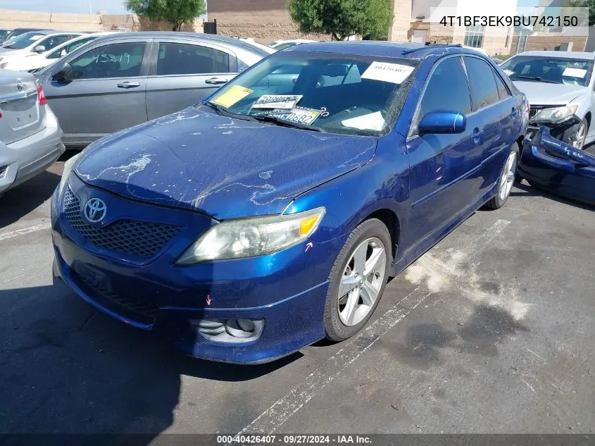 2011 Toyota Camry Se VIN: 4T1BF3EK9BU742150 Lot: 40426407