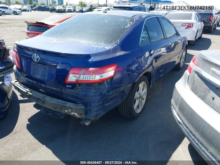 2011 Toyota Camry Se VIN: 4T1BF3EK9BU742150 Lot: 40426407