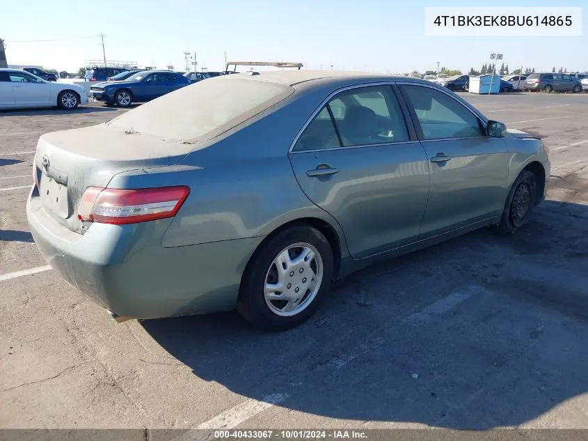 4T1BK3EK8BU614865 2011 Toyota Camry Le V6