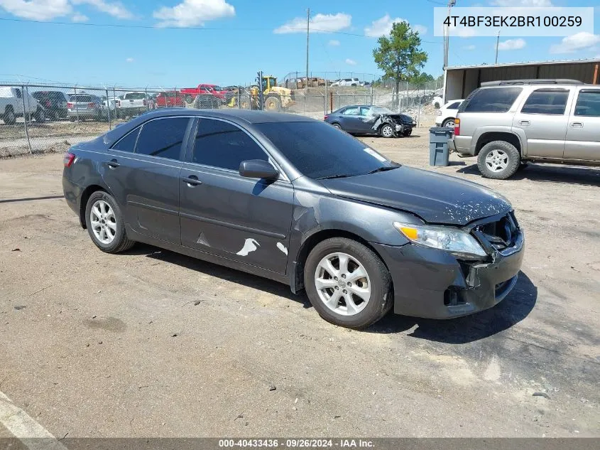 2011 Toyota Camry Le VIN: 4T4BF3EK2BR100259 Lot: 40433436