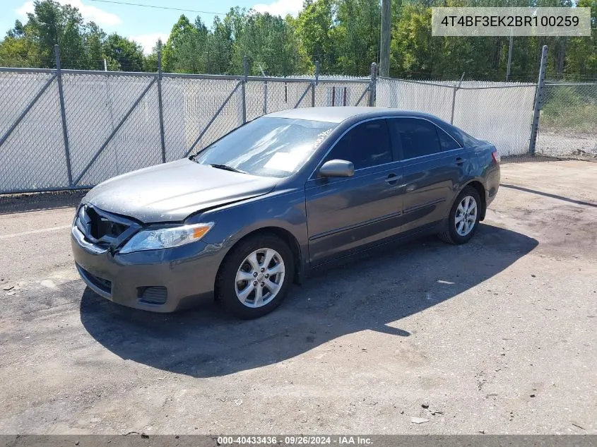 4T4BF3EK2BR100259 2011 Toyota Camry Le