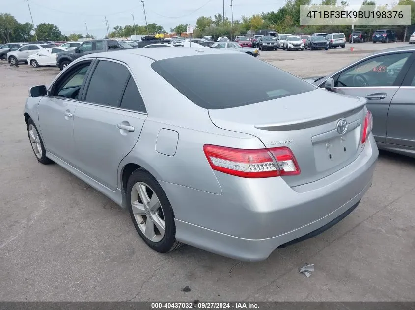 2011 Toyota Camry Se VIN: 4T1BF3EK9BU198376 Lot: 40437032