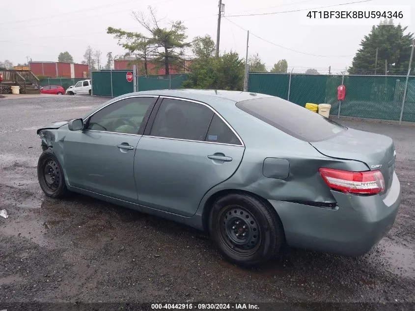 2011 Toyota Camry Se/Le/Xle VIN: 4T1BF3EK8BU594346 Lot: 40442915