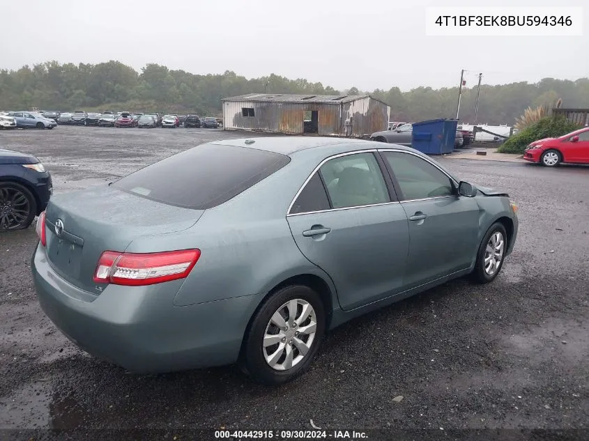 2011 Toyota Camry Se/Le/Xle VIN: 4T1BF3EK8BU594346 Lot: 40442915