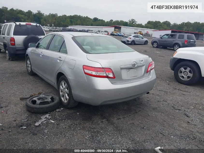 2011 Toyota Camry Se/Le/Xle VIN: 4T4BF3EK8BR191974 Lot: 40445580