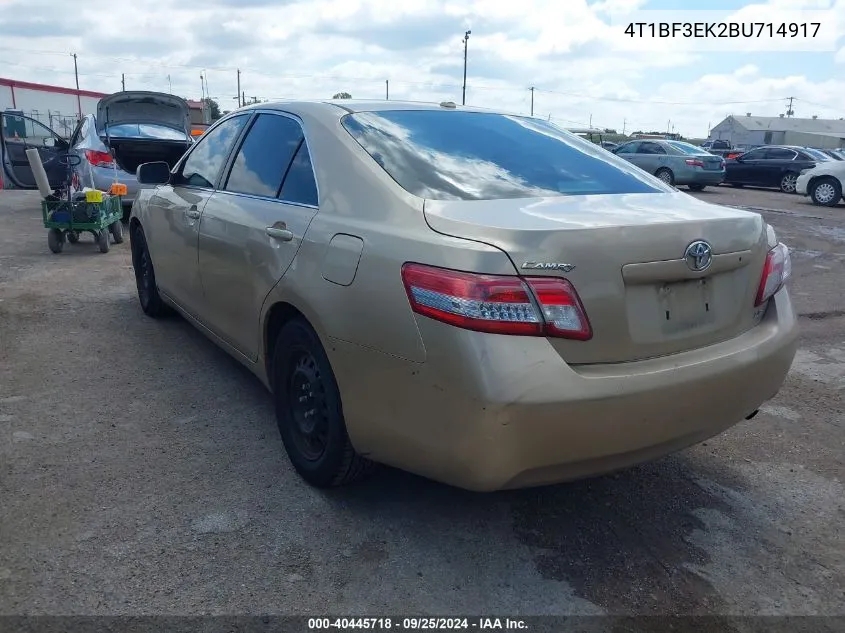 2011 Toyota Camry Le VIN: 4T1BF3EK2BU714917 Lot: 40445718