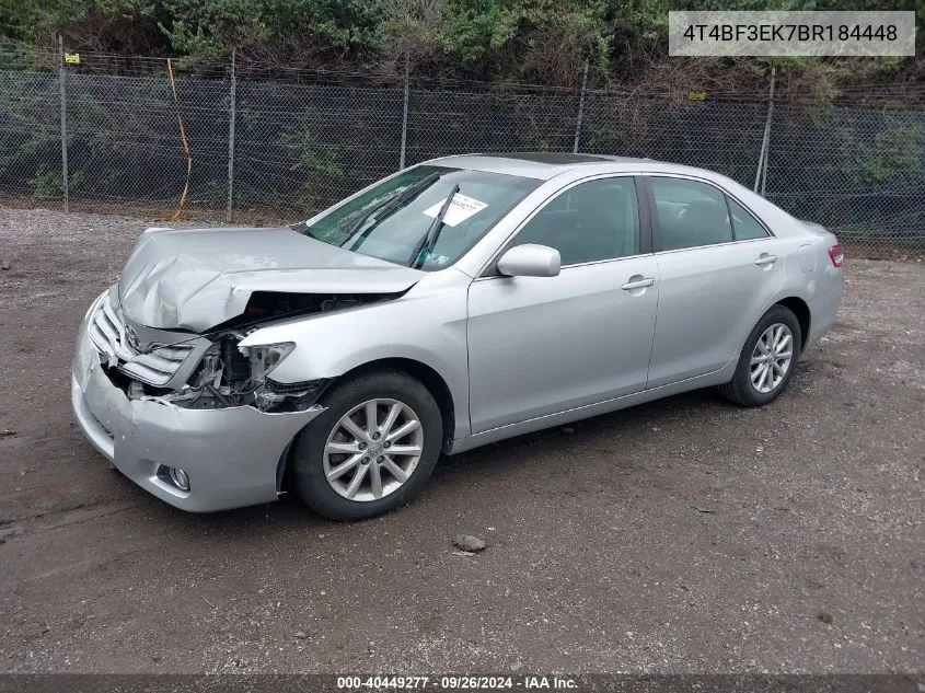 2011 Toyota Camry Xle VIN: 4T4BF3EK7BR184448 Lot: 40449277