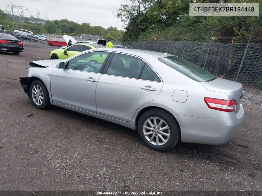 2011 Toyota Camry Xle VIN: 4T4BF3EK7BR184448 Lot: 40449277