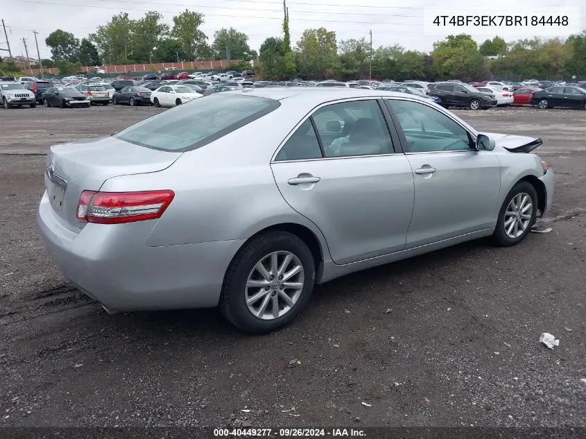 2011 Toyota Camry Xle VIN: 4T4BF3EK7BR184448 Lot: 40449277