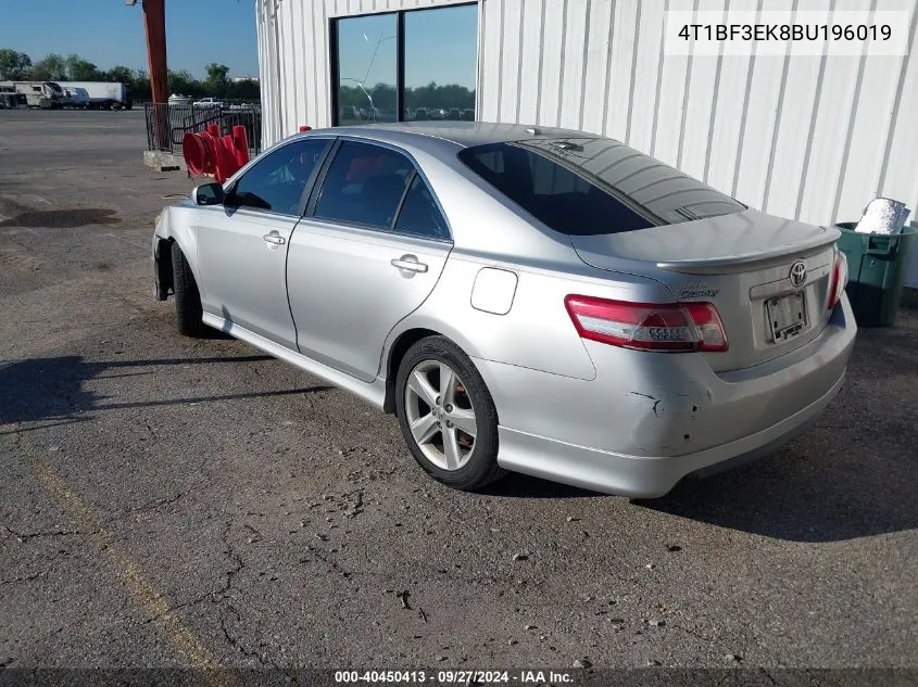 2011 Toyota Camry Se VIN: 4T1BF3EK8BU196019 Lot: 40450413