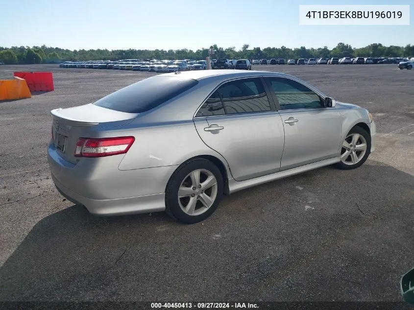 4T1BF3EK8BU196019 2011 Toyota Camry Se