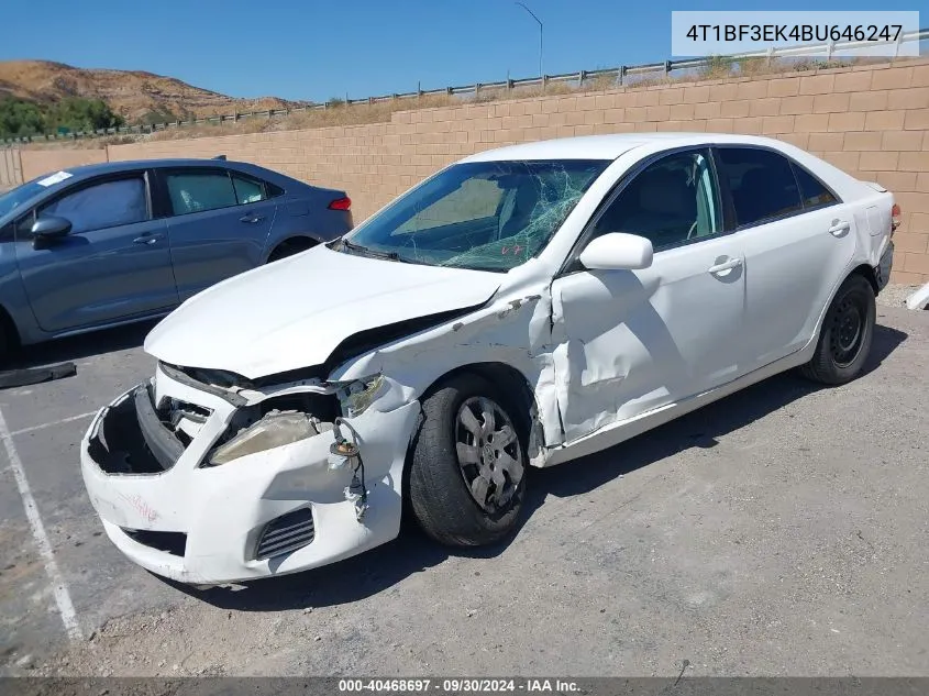 2011 Toyota Camry Le VIN: 4T1BF3EK4BU646247 Lot: 40468697