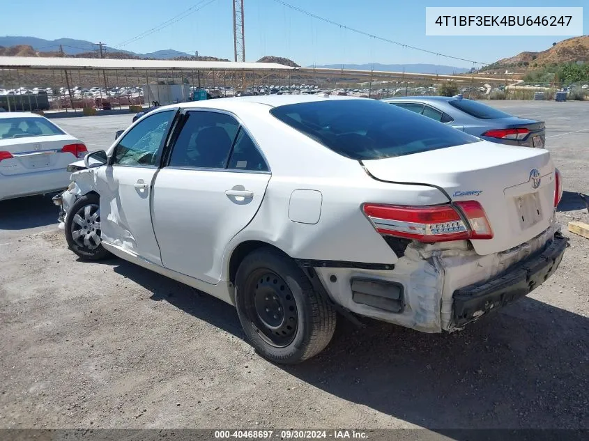 2011 Toyota Camry Le VIN: 4T1BF3EK4BU646247 Lot: 40468697