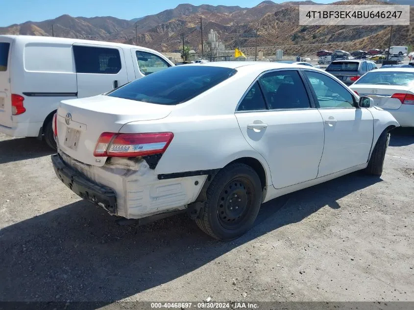 2011 Toyota Camry Le VIN: 4T1BF3EK4BU646247 Lot: 40468697