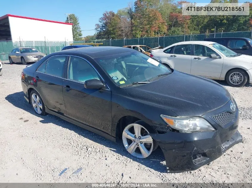 2011 Toyota Camry Se VIN: 4T1BF3EK7BU218561 Lot: 40546247