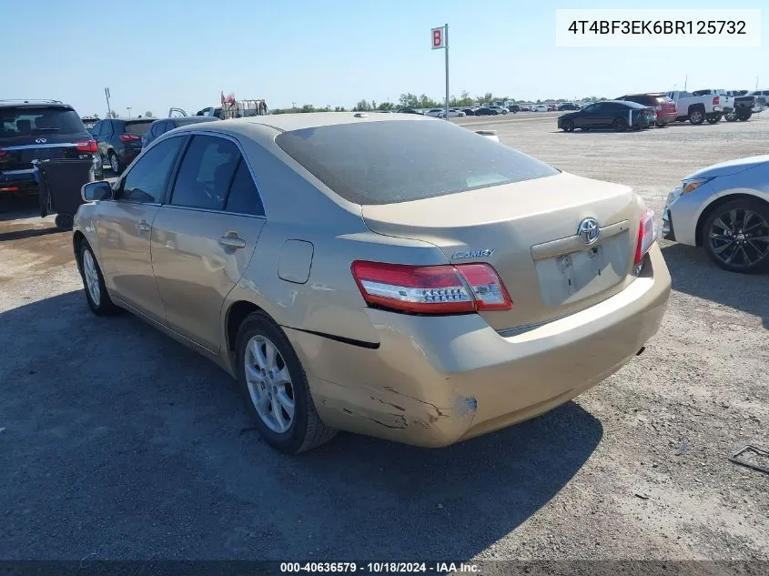 2011 Toyota Camry VIN: 4T4BF3EK6BR125732 Lot: 40636579