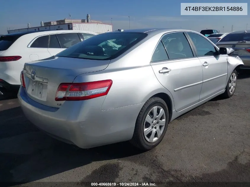 4T4BF3EK2BR154886 2011 Toyota Camry Le