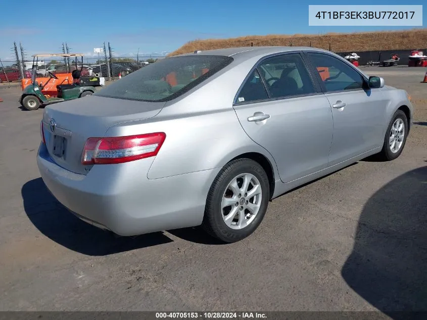 2011 Toyota Camry Le VIN: 4T1BF3EK3BU772017 Lot: 40705153