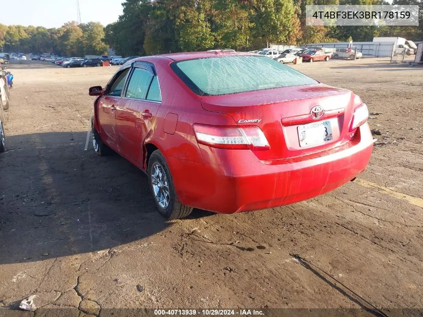 2011 Toyota Camry Le VIN: 4T4BF3EK3BR178159 Lot: 40713939