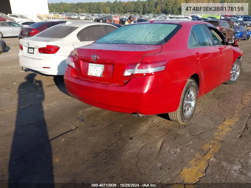 2011 Toyota Camry Le VIN: 4T4BF3EK3BR178159 Lot: 40713939