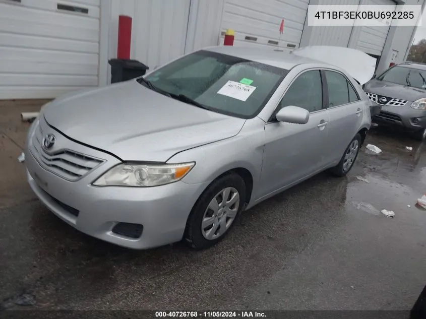 2011 Toyota Camry VIN: 4T1BF3EK0BU692285 Lot: 40726768