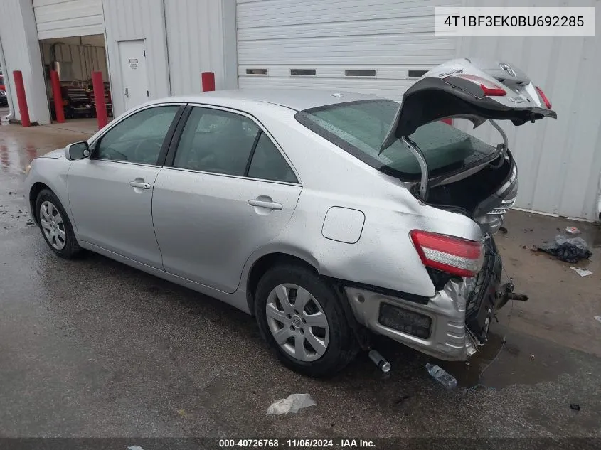 2011 Toyota Camry VIN: 4T1BF3EK0BU692285 Lot: 40726768