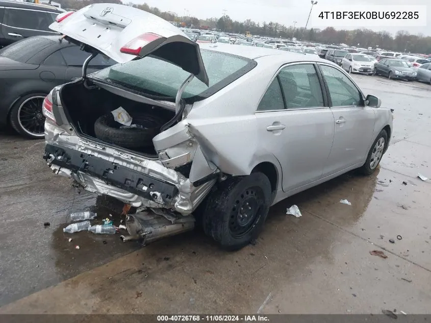 2011 Toyota Camry VIN: 4T1BF3EK0BU692285 Lot: 40726768