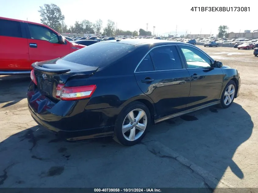 2011 Toyota Camry Se VIN: 4T1BF3EK8BU173081 Lot: 40739058