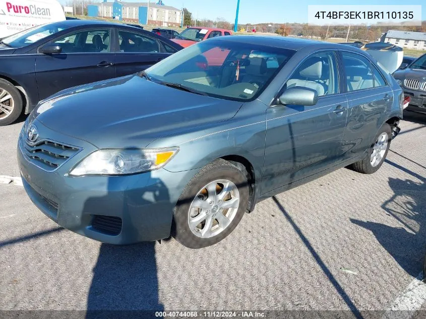 2011 Toyota Camry Le VIN: 4T4BF3EK1BR110135 Lot: 40744068