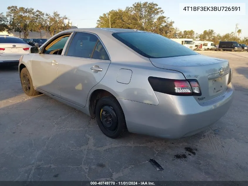 2011 Toyota Camry VIN: 4T1BF3EK3BU726591 Lot: 40749770