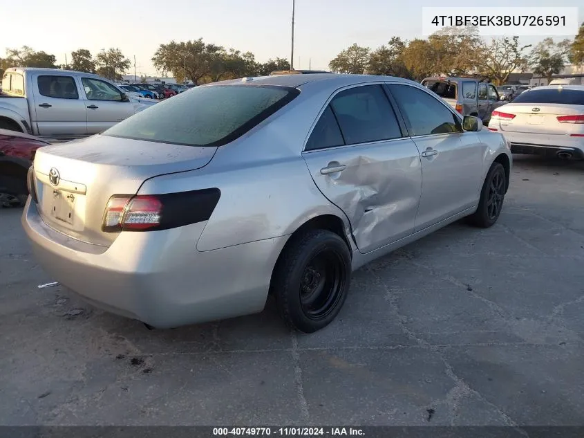 2011 Toyota Camry VIN: 4T1BF3EK3BU726591 Lot: 40749770