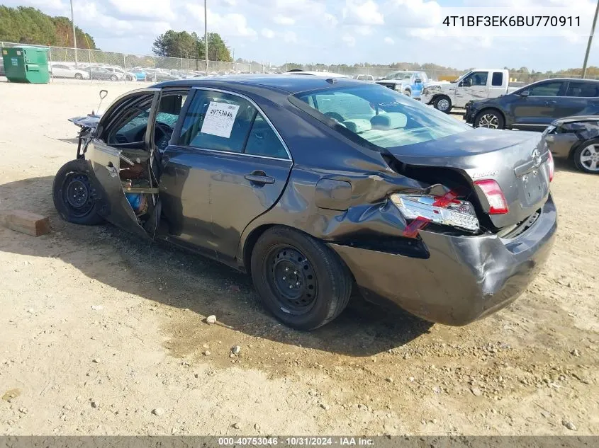 2011 Toyota Camry Le VIN: 4T1BF3EK6BU770911 Lot: 40753046